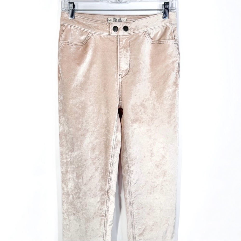 Free People Velvet Champagne Cream High Waist Cropped Skinny Pants Size 26, 2 - Picture 7 of 11